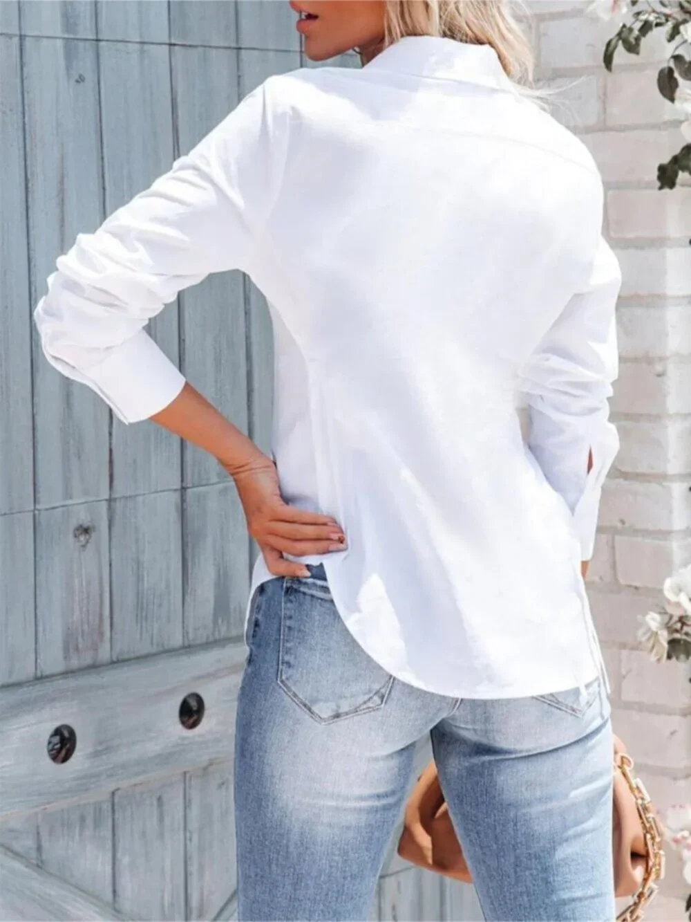 Wrinkle-Free Button Down Shirt Blouse - Picture 2 of 9